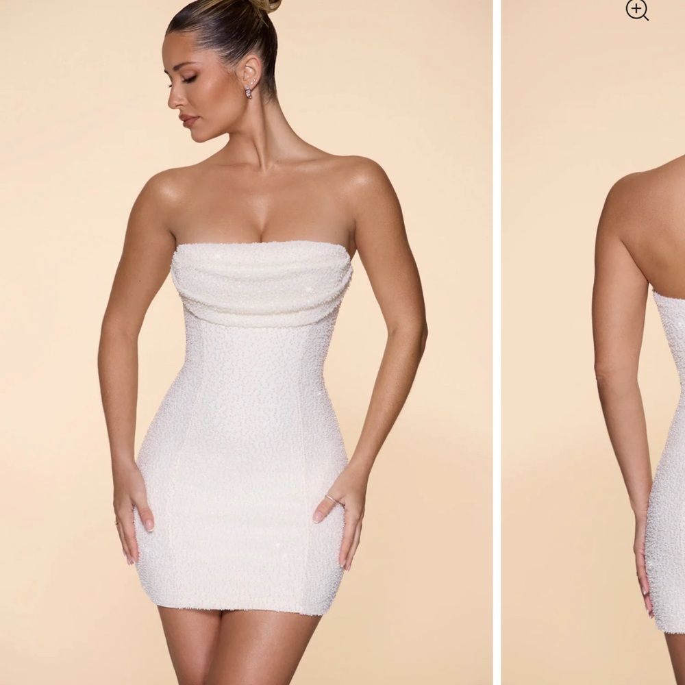 Oh Polly White Strapless Bodycon Dress